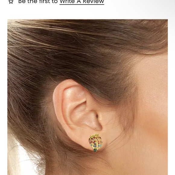 Kurt Geiger Gold Multicolor eagle head pierced Earrings nwt - Picture 5 of 6